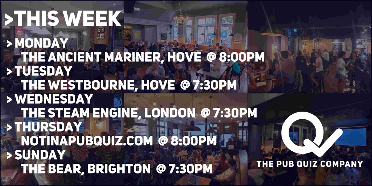 PubQuizCo's tweet image. Coming up this week #pubquiz #quiznights #london #brighton #hove