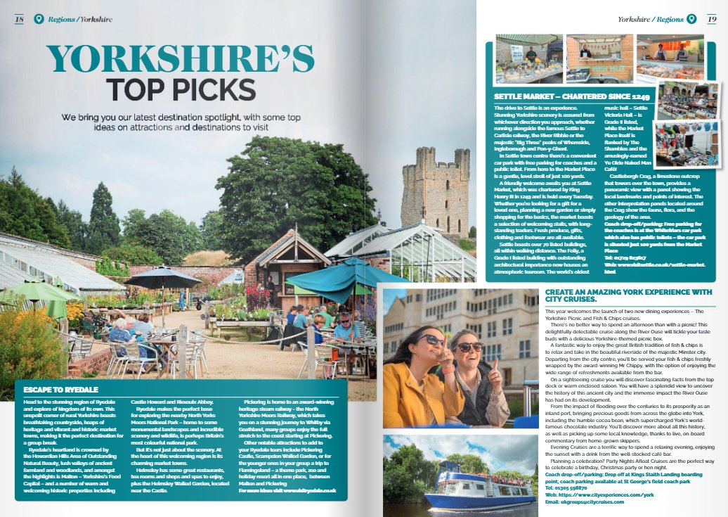 Thanks to <a href="/Coach_ToursUK/">Coach Tours UK</a> for featuring Ryedale as part of their recent Yorkshire's Top Picks editorial.

We're once again supporting the local attractions sector who will be welcoming groups throughout 2023.