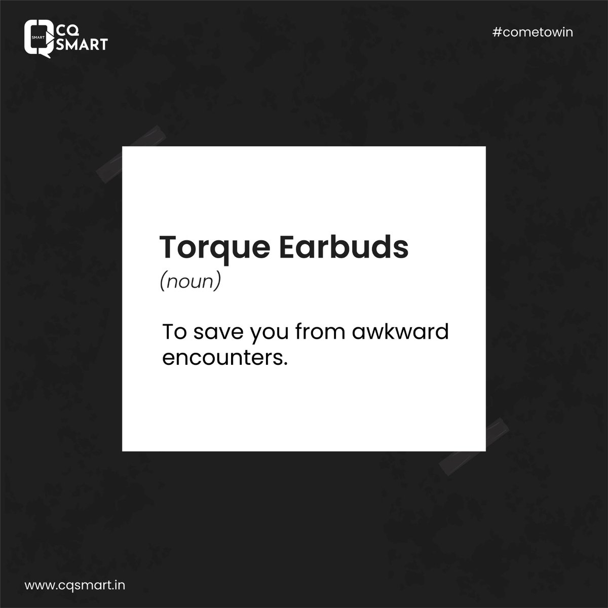 cqsmartindia's tweet photo. Have your earbuds saved you from the most awkward situations?
If yes, you are not alone bro..we are with you.
Torque Earbuds to ignore unwanted people.

#ignoretheworld #cqsmartindia #cqsmartpowerbanks #cqsmartproducts #mobileaccessories #mobilegadget #gadgetstore https://t.co/0xFC1Oec2R