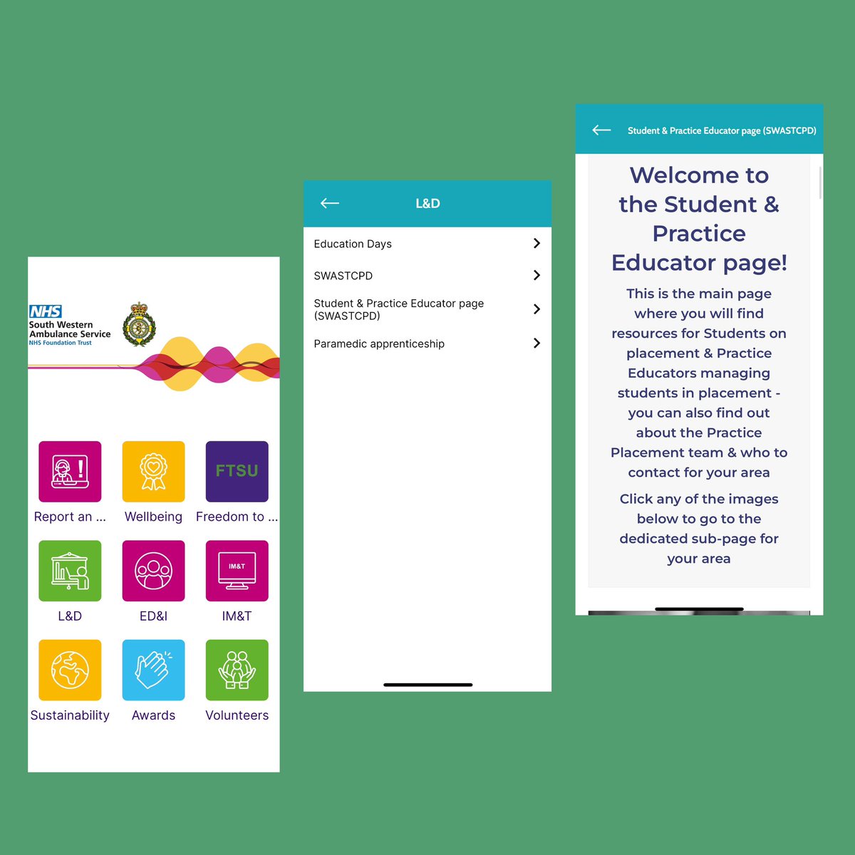 The Team SWASFT app has now been updated to include a Student and Practice Educator section which can be located under the L&amp;D tab. #swast #swasft