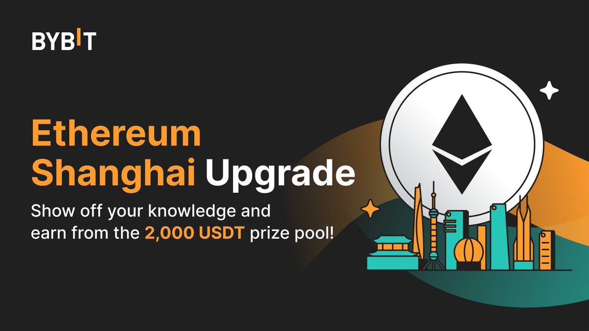 Bybit_Official's tweet photo. Show off your #EthereumShanghai Upgrade knowledge — join #Bybit Learn and Earn event to earn from the 2,000 $USDT prize pool!
🗓 Till Mar 13, 2023, 10AM UTC
Learn more here: https://t.co/0XBlUwcP93
Ace the quiz now: https://t.co/QUaT4ArfDw
#TheCryptoArk #BUIDLWithBybit https://t.co/LtBE62Wlut