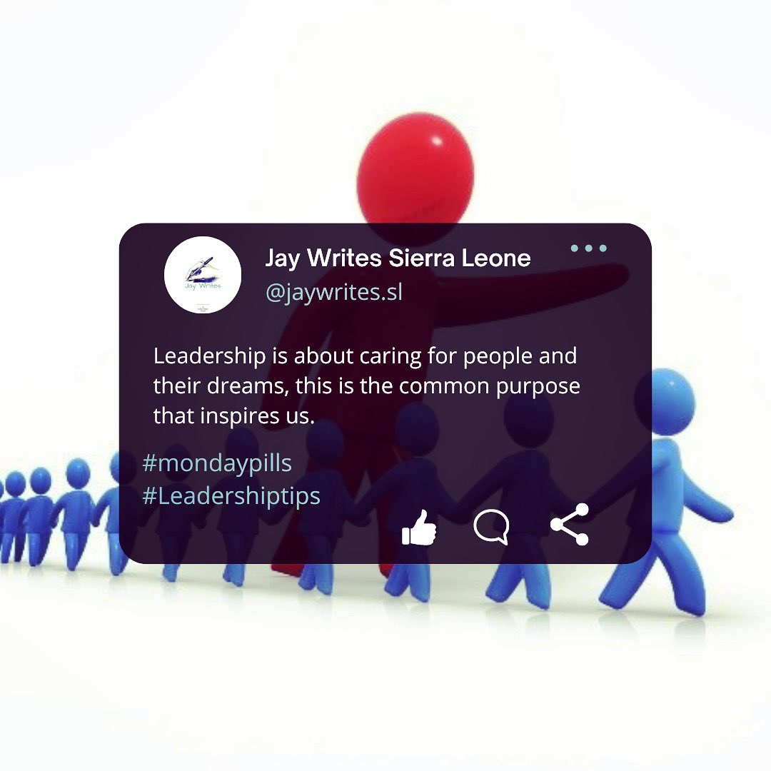 jaywritessl's tweet photo. JAY WRITES SIERRA LEONE 🇸🇱

Monday Leadership Pills 💊 ,

Kindly read and be inspired.

Please share and don’t forget to follow our various social media handles.

Facebook: https://t.co/1sAyFwfSX2 

Instagram: https://t.co/AjusqU4BJY

Twitter: https://t.co/UGIY22n2wZ

Regards ! https://t.co/ZNFq5ITYVC