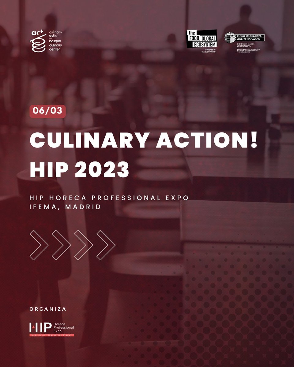 ❗️ Dentro de una semana estaremos en @expohip con el taller Culinary Action! con Eneko Atxa, Cristina Lasvignes, Miguel Carretero, Lydia del Olmo y Xosé Magalhaes, Lucía Grávalos, Elizabeth Horcher y @adelabalderas @gastroeconomy #HIP2023 Inscríbete en👉 expohip.com/tracks/culinar…