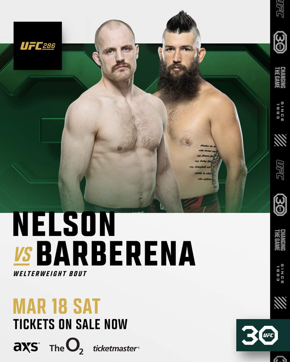 Change of opponent for #ufclondon Now facing <a href="/bryan_barberena/">BRYAN BARBERENA</a> 👊 💪 #UFC286 #UFC