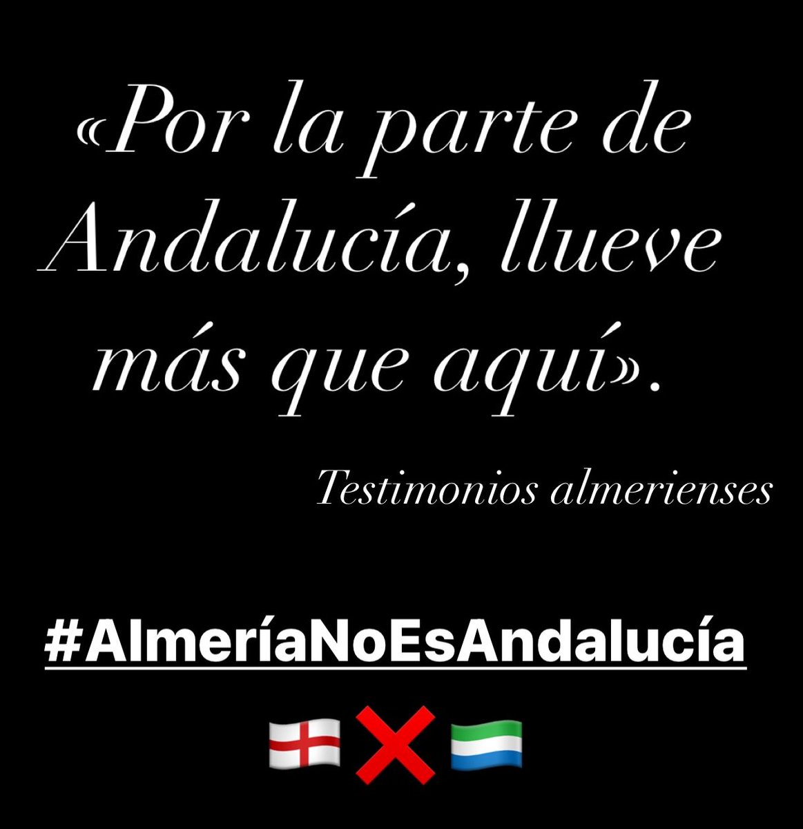 *Testimonios almerienses IV*

Frente a la propaganda de estos días, datos:

«Por la parte de Andalucía, llueve más que aquí».

Prólogo de ‘Cantos a mi pueblo’, obra de Antonio Cano Cervantes, por José Antonio García Ramos.

#AlmeríaNoEsAndalucía 

🏴󠁧󠁢󠁥󠁮󠁧󠁿❌🇸🇱