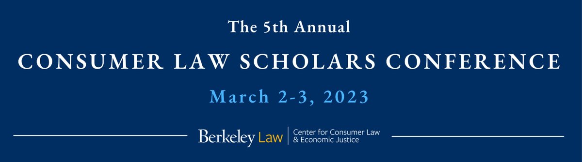 christophbusch's tweet image. Only a few days to go to the 5th Consumer Law Scholars Conference @BerkeleyLaw. I have the pleasure to discuss a great paper by Roy Shapira (@ReichmanUni) that looks beyond the right to repair. Looking forward to 5 days in snowy California! ❄️🌨️❄️ #CLSC2023 #CLSC @UCBConsumerLaw
