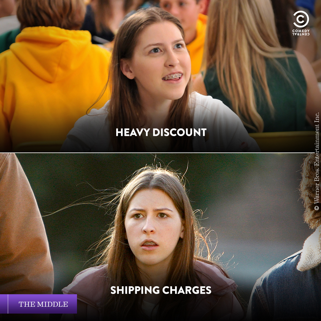 ComedyCentralIn's tweet photo. Our good news is a bad news in disguise 😖
Watch #TheMiddle Mon-Fri at 8 PM only on #ComedyCentral.
#ComedyCentralIndia #Comedy #Drama #TVShow #Sitcom #Sue #SueHeck #Crush #CrushMemes #HeavyDiscount #OnlineShopping #ShippingCharges #Win #Lose https://t.co/xYH5uRlTml