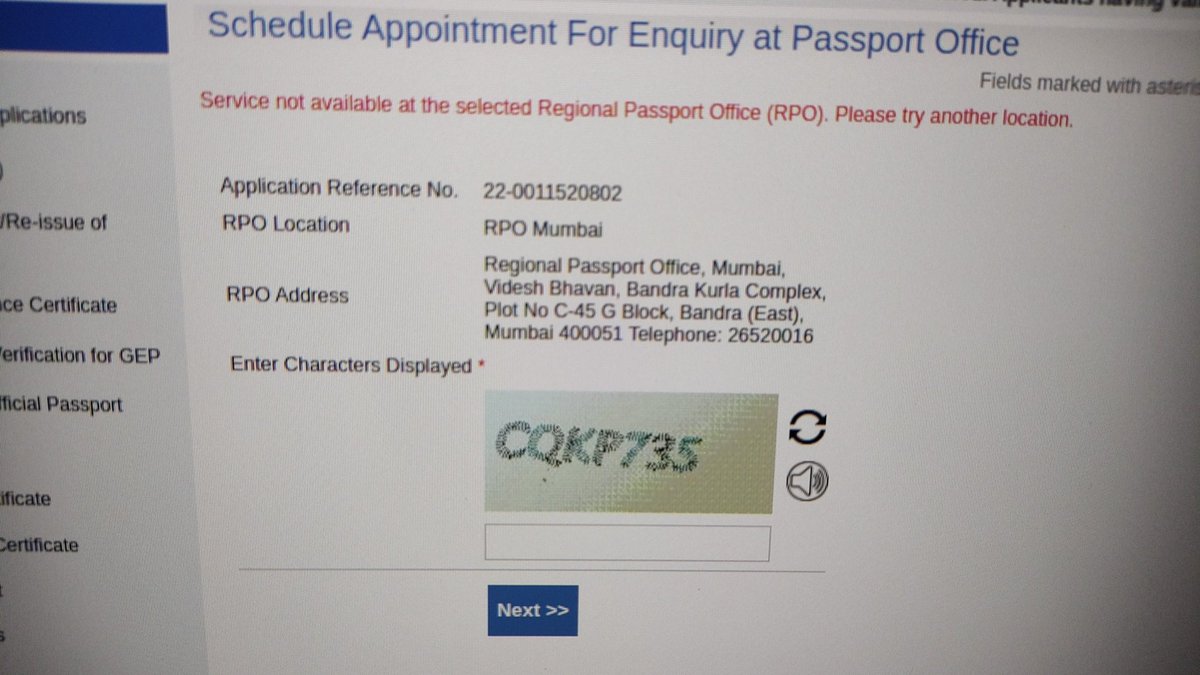 atharvajoshi100's tweet photo. @rpomumbai @passportsevamea 
I'm also unable to schedule an inquiry appointment to solve this. Please look into this at the earliest, this has been pending since 6 months, Thanks. https://t.co/pkELOKTOGh