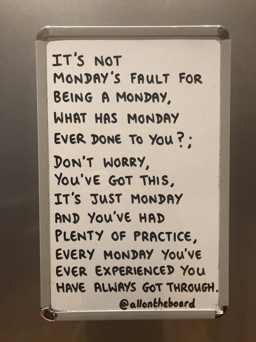 It’s not Monday’s fault for being a Monday. Don’t worry though.
Every Monday you have experienced you have always got through. 
You’ve got this.

#MondayMotivation #Monday #MondayThoughts