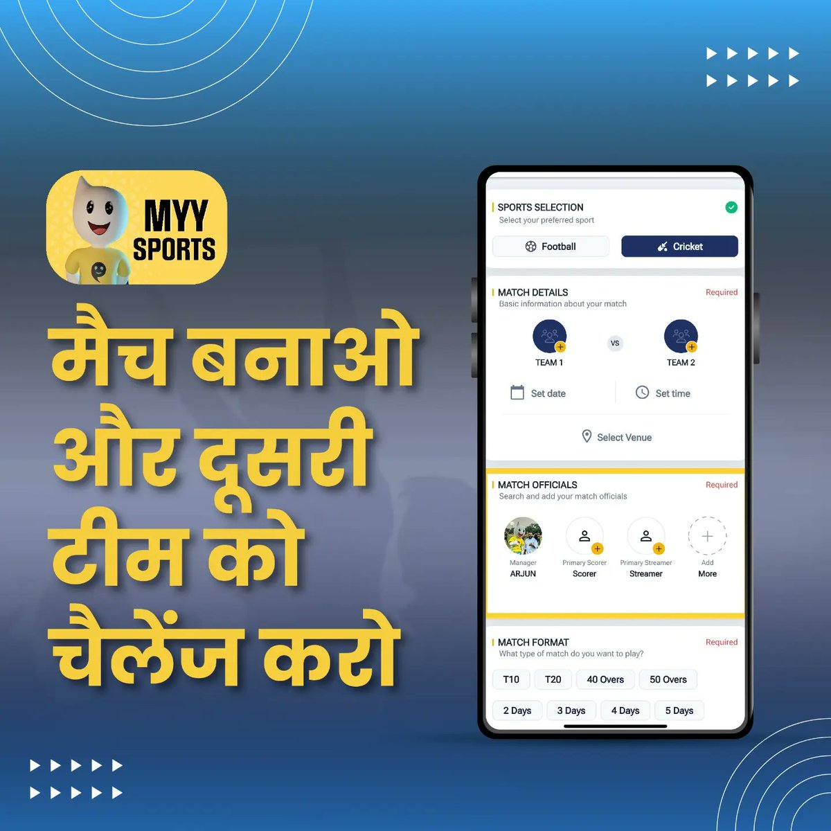 MyySports's tweet photo. Ab duniya dekhegi apka game! Poori duniya ko dikhao apne cricket ka jadoo, bas 5-minute mein - on MyySports.

Follow the steps carefully to enjoy the MyySports app seamlessly.

100% free cricket streaming and scoring App. Download MyySports Now - https://t.co/dXGUJZtDUC https://t.co/CCGAW2GuUq
