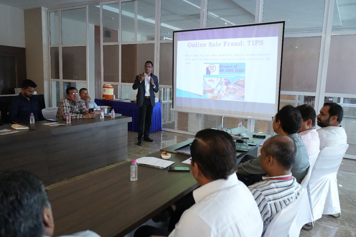 Guj_LSA_DoT_MoC's tweet photo. As a part of Cyber Awareness Drive, DoT Gujarat LSA conducted a session on ‘Cyber Crime and Telecom Frauds’ to the Consumer Advocacy Group (CAG) members of TRAI at Kevadia (Statue of Unity) on 23.02.2023.
#CyberJagrookta
@DoT_India https://t.co/l22ZA3qXsD