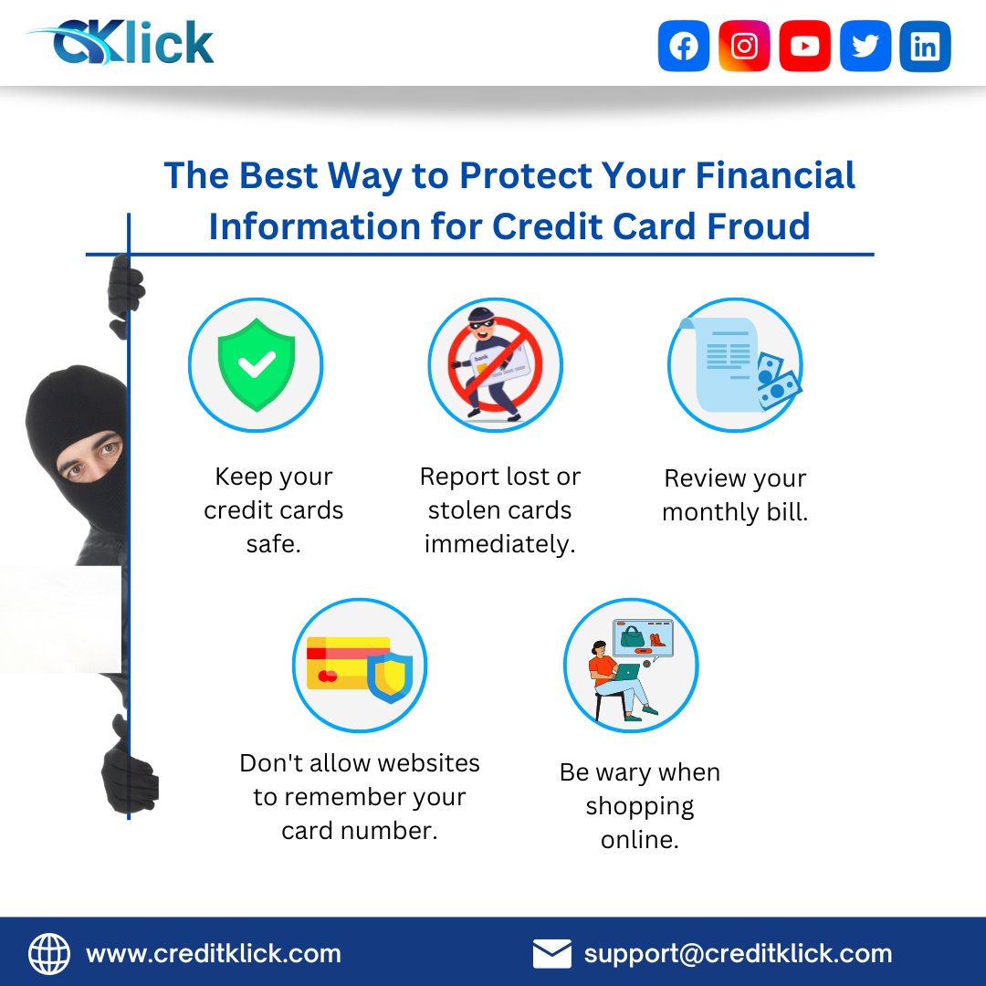 creditklickfin's tweet photo. The Best Way to Protect Your Financial Information for Credit Card Froud.
.
.
#creditscoreincrease #scorecredit #creditscores #creditscoresmatter #creditscoretips #creditscoreimprovement #800creditscore #creditscorerestore #creditscoregoals #creditscorerepair #creditscoreup https://t.co/a73zhvMdCE