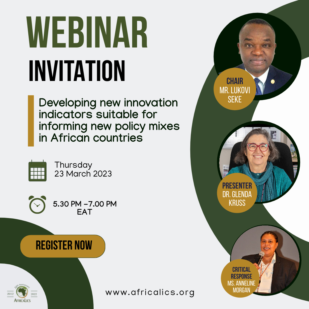 AfricaLics's tweet photo. Africa's innovation landscape is evolving; we're here to measure it! Purpose to join our 2nd Webinar Series on Developing new innovation indicators suitable for informing new policy mixes in African countries. Register here👉🏿 https://bit .ly/3SBevKK
#PolicyMix #AfricaGrowth https://t.co/nthTpD5iKq