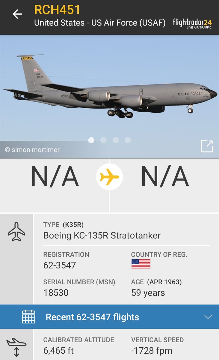 BloodyPolitics's tweet photo. Wow a third Stratotanker this way comes and its not even 7am. 🇺🇸 USAF KC135R #RCH451 62-3547 an old bird but still in fine fettle.

https://t.co/0sRh5GwC2R https://t.co/IFAdHXp7vP