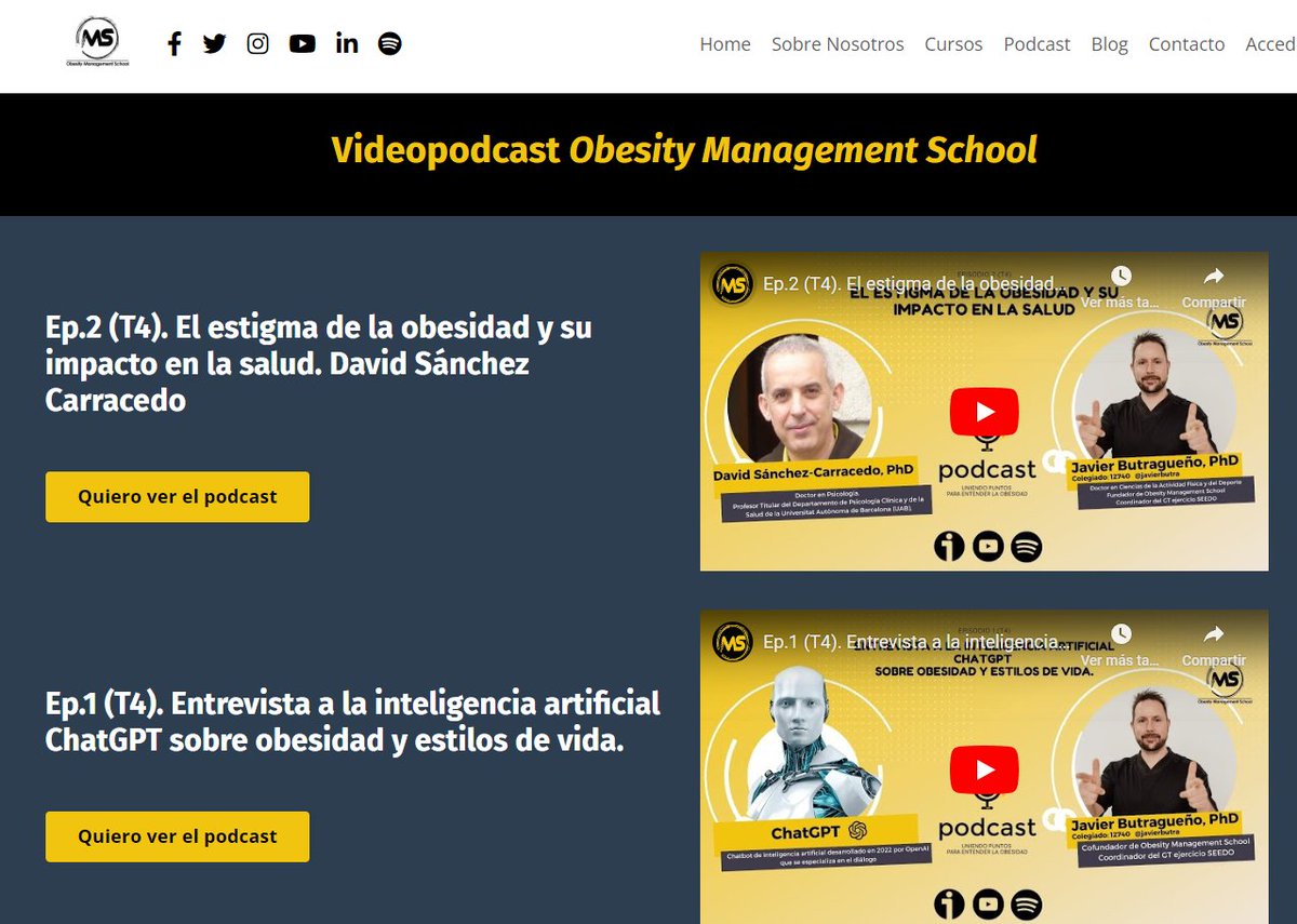 También tenéis el nuevo vídeo podcast sobre el estigma de la obesidad
oms-edu.com/podcast