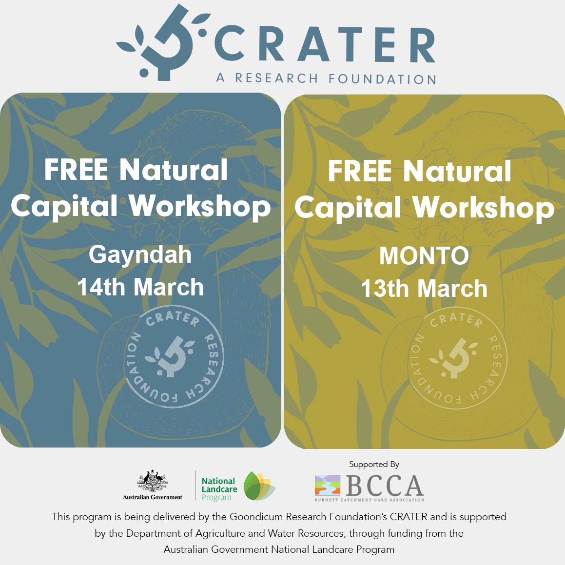 Henry Hinds will represent RCS at CRATER's Natural Capital Workshops in Monto on March 13th and Gayndah on March 14th to discuss Enhancing Natural Capital in Grazing Systems, followed by on-farm practical demonstrations.

Register for the free workshops at crater.org.au/events/
