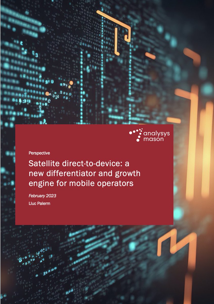 NSR (@nsr_satcom) on Twitter photo NSR's newest perspective piece - Satellite direct-to-device: a new differentiator and growth engine for mobile operators ow.ly/NKTK50N1XEx
#NSRinsights #AskNSR #Direct2Device #MWC <a href="/NSRPalerm/">Lluc Palerm</a> <a href="/AnalysysMason/">Analysys Mason</a> NSR's newest perspective piece - Satellite direct-to-device: a new differentiator and growth engine for mobile operators ow.ly/NKTK50N1XEx
#NSRinsights #AskNSR #Direct2Device #MWC <a href="/NSRPalerm/">Lluc Palerm</a> <a href="/AnalysysMason/">Analysys Mason</a>