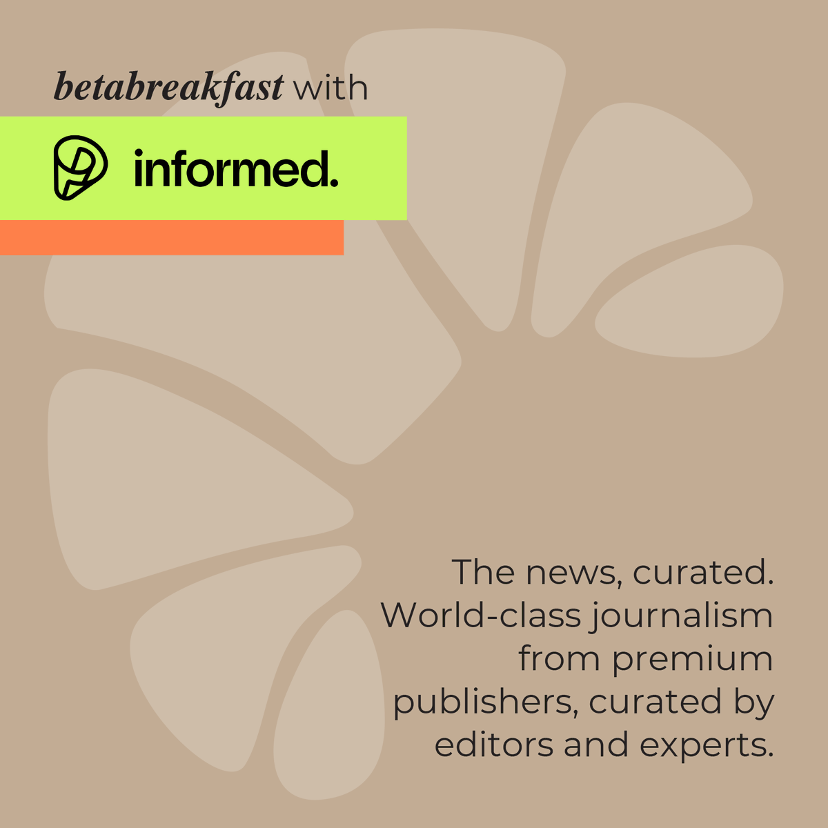 betahaus's tweet photo. Exciting news! @informed_app is joining us at #betabreakfast on 02.03 to talk about the power of escaping the algorithm and accessing excellent journalism for building well-rounded opinions on global topics. Don't miss out! #journalism #globaltopics #stayinformed #media https://t.co/LK4oVtSpeS
