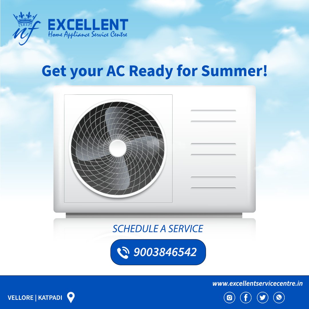 Get your AC ready for summer! Schedule a Service Call : 9003846542 
#acservice #acrepair #acinstallation #acinspiration #acgasfilling #refrigeratorrepair #washingmachinerepair #microwaverepair #chimneyservice #geyserservice #vellore #vellorecity #excellentservice