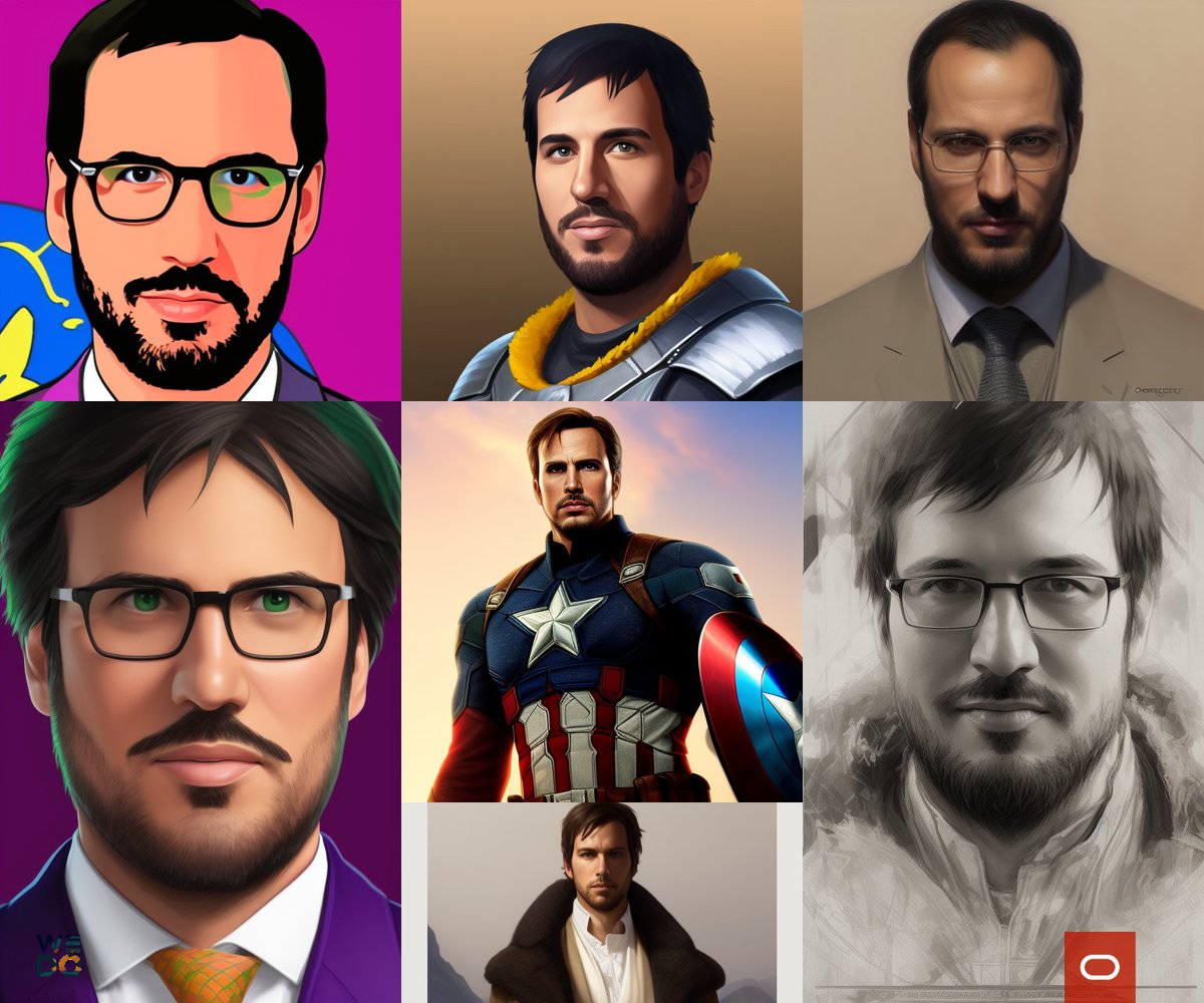 LilloCerrada's tweet photo. I have used Oracle's technology to generate my own avatar at ORACLE . I am amazed with the result https://t.co/c6DY83cZlA #oci #oracle #ai #hpc #wedo https://t.co/ccqWa8w5zH