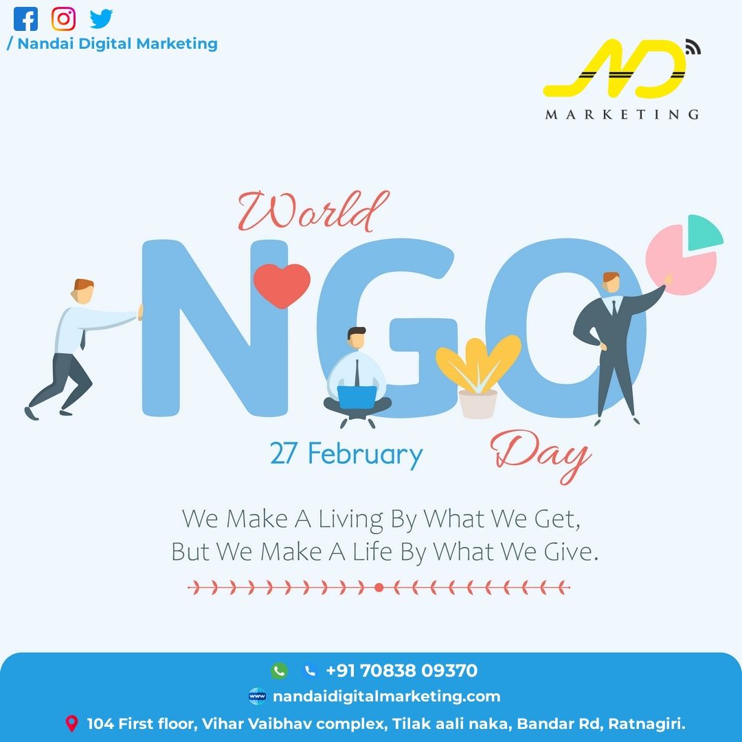 DigitalNandai's tweet photo. “We Make A Living By What We Get, But We Make A Life By What We Give.”
World NGO Day
    - नंदाई डिजिटल मार्केटिंग

#WorldNGODay #NGO #living #give #NGOs #nandaidigitalmarketing #ndmarketing #marketingagency #NDmarketing #digitalmarketing #foryou #advertising #marketing https://t.co/2vWoRlb5z1