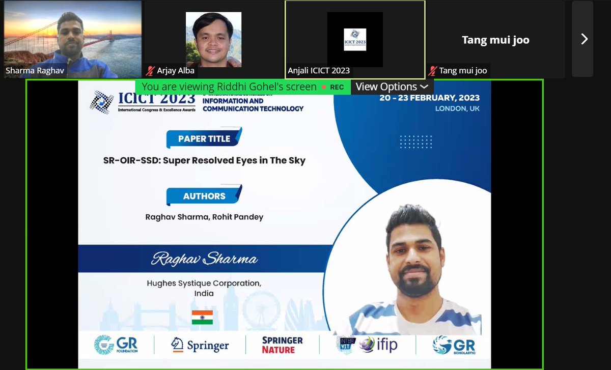 SystiqueStories's tweet photo. Mr Raghav Sharma, Sr. Engineer & Mr Rohit Pandey, Chief Engineer, @hsccorp , virtually presented a paper they co-authored, “SR-OIR-SSD: Super Resolved Eyes in The Sky”, at the 8th International Congress on Information and Communication Technology (#ICICT), London, United Kingdom. https://t.co/6ykGEu90n7