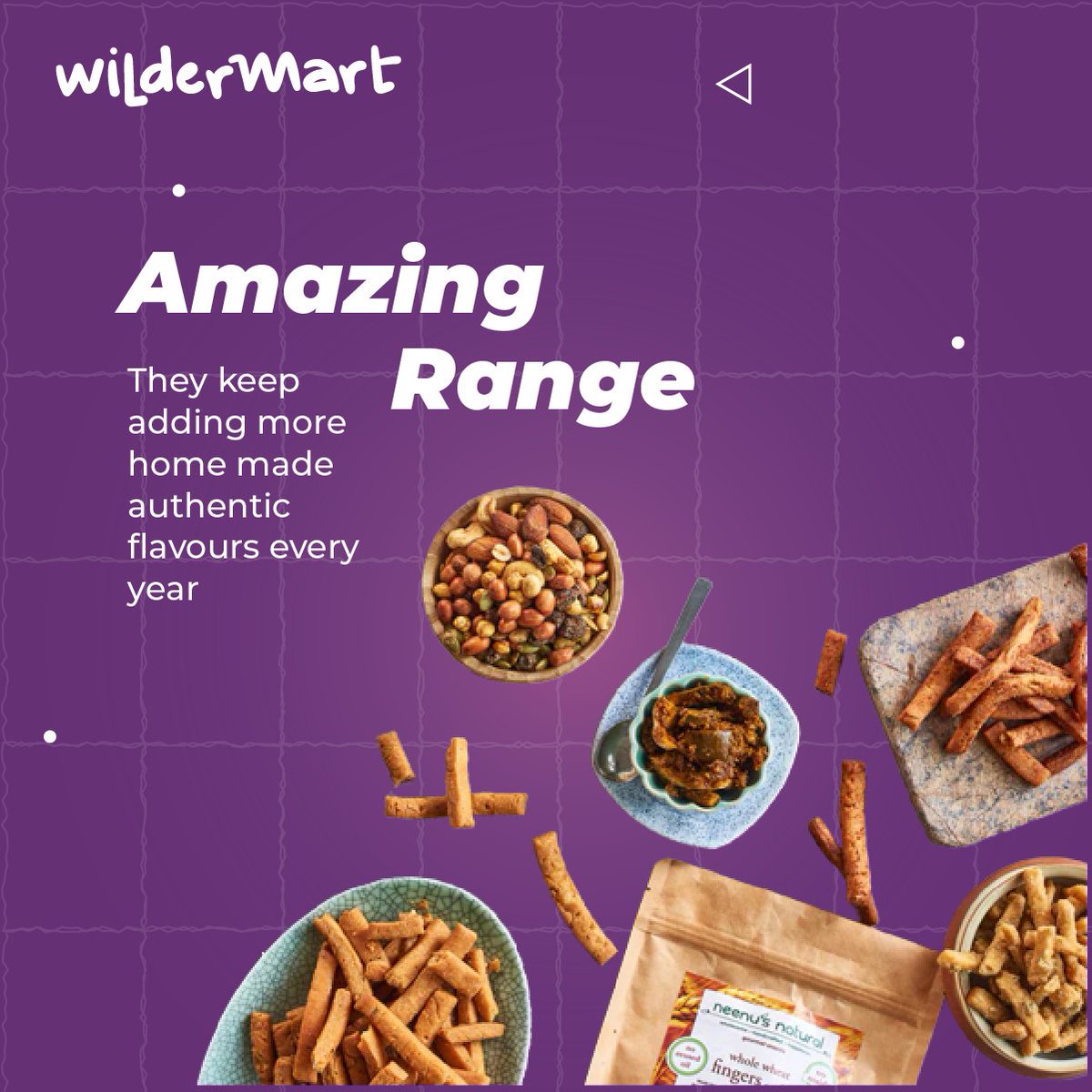 WildermartIndia's tweet photo. With Holi around the corner, let us introduce you to Neenu's Naturals - one of the bestselling brands on our website. Grab your party snacks, pickles and namkeens from their wide range - only on our website! https://t.co/Bj1WmeKgSp