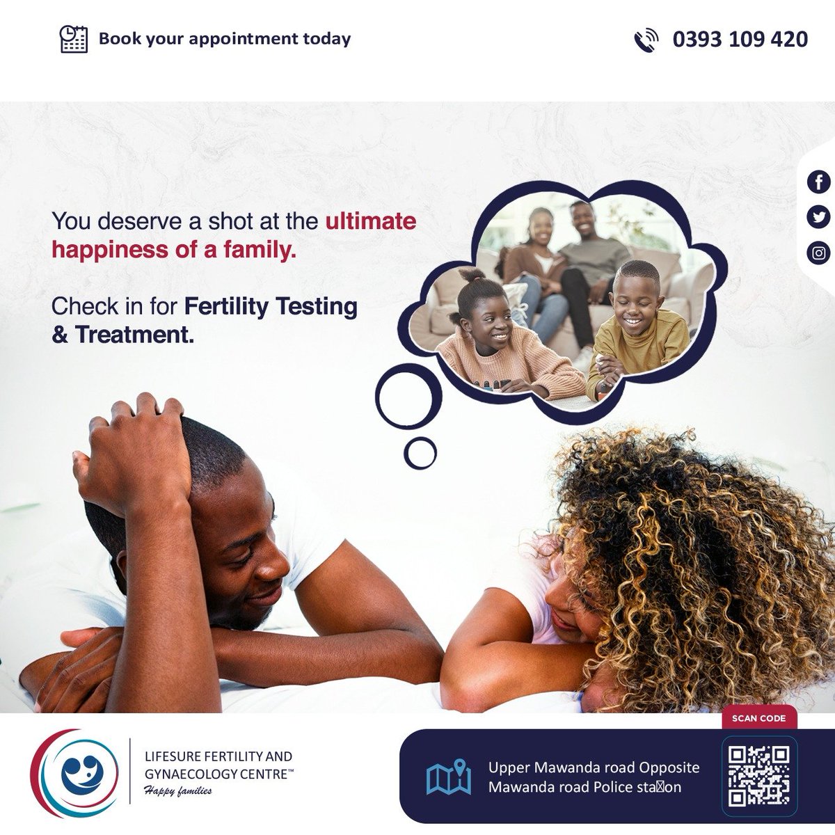 LifesureC's tweet image. You deserve a shot at the ultimate happiness of a family. 

Check in for a Fertility Testing &amp;amp; Treatment and Book your appointment via;
📞 0393 108 420

#HappyFamilies #FertilityTesting #FertilitySolutions #MondayMotivations #BBTitans