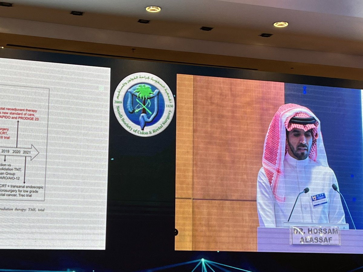 sscrssa's tweet photo. Dr. Hossam Alassaf Radiation oncologist presenting  Is It Time to Selectively Use Radiation in Locally Advanced Rectal Cancer? @HoAssaf1 

#SSCRS2023 #SSCRS  
#colorectalsurgery #colorectaldisease #colorectalcancer https://t.co/udxhALfY64