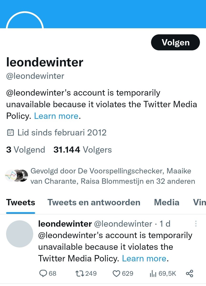 Twitter, je bent een kutbedrijf. Het is wel <a href="/leondewinter/">Leon de Winter</a> you're messing with. Niet een of andere obscure trollebol. #freeleon.