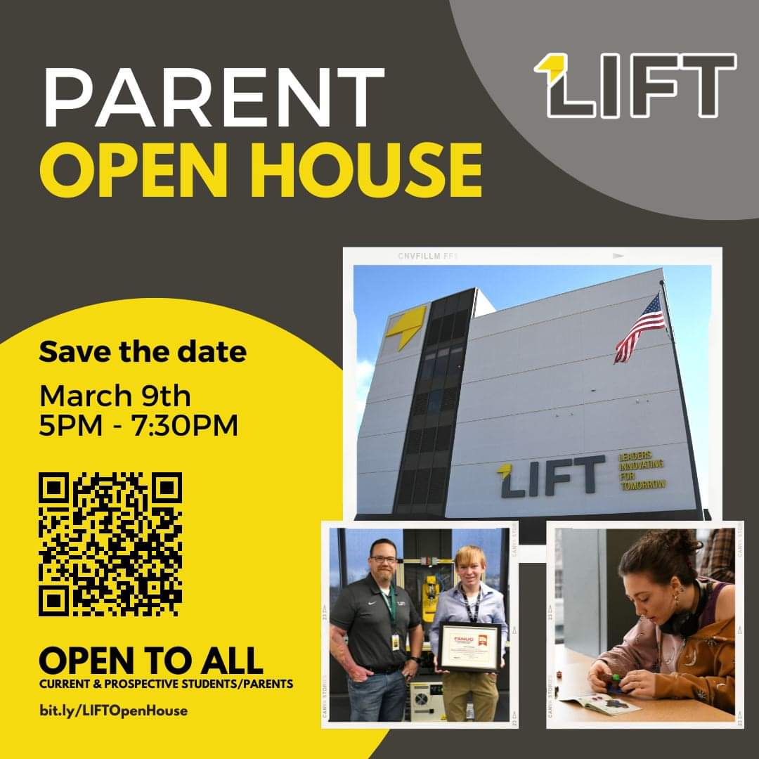 liftcentralil's tweet photo. You're invited to Explore, Lead, LIFT at the first ever Parent Open House, scheduled for Thursday, March 9th from 5:00 p.m. - 7:30 p.m. Whether you're a current or prospective parent/student, come explore our seven different career pathways to choose from.
https://t.co/z6dma7F0XB https://t.co/WHEYlQHycO
