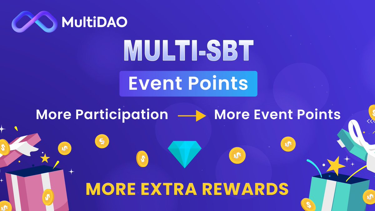 multichaindao's tweet image. 📢 Hey frens,

🪂 A new function launched in our #SBT: Event Points!

🎡 Active participation brings event points. In addition to the original rewards, there’re event points to be distributed to every participant which can be claimed into $USDC on #MultiDAO SBT front end.