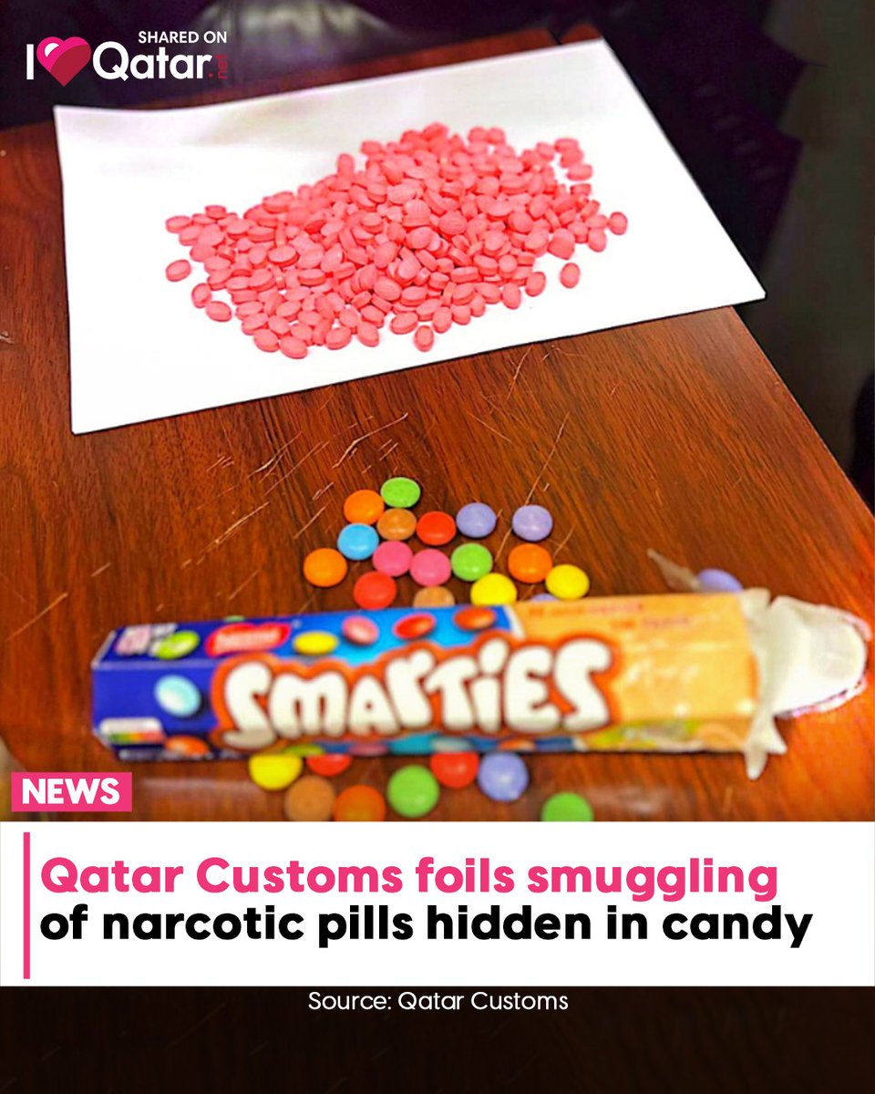 ILQLive's tweet photo. 🚨 @Qatar_Customs seizes 453 narcotic pills that were concealed in a shipment of candy. 🍬
👉 https://t.co/ifj9MFjHy1
#ILoveQatar #QatarNews #Qatar #Doha #DohaQatar #QatarCustoms #ILQ #ILQLive #ILQNews https://t.co/uJlGEdPf2v