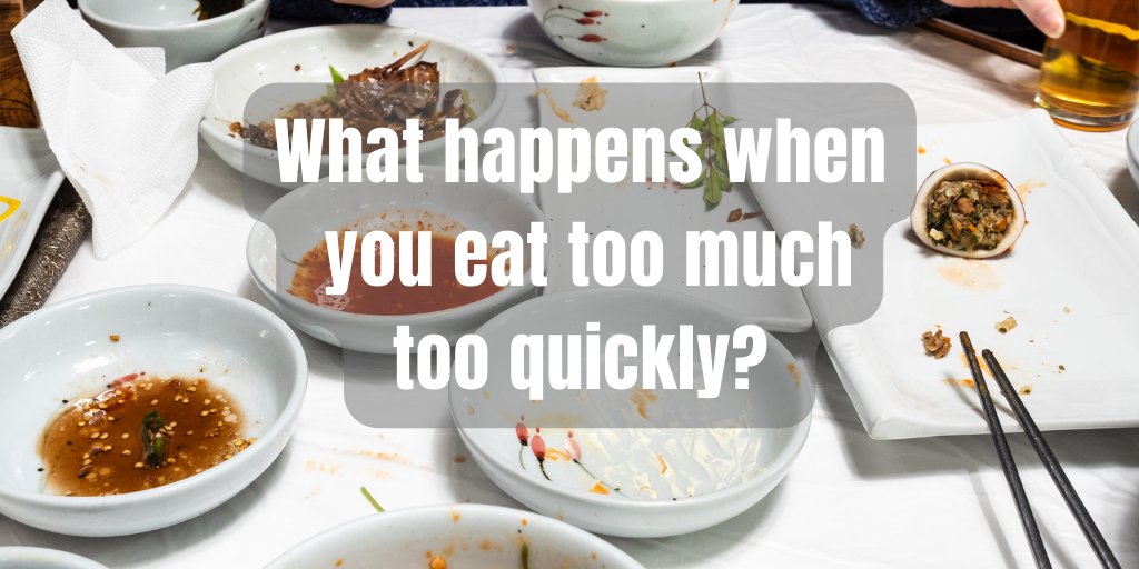 HealthTick's tweet photo. What happens when you eat too much too quickly.

#cleaneating #fasteating #eatinghabits https://t.co/dlYSszLWuw