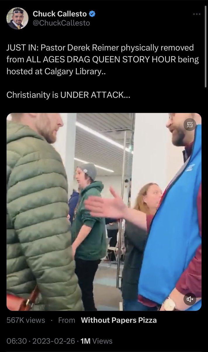 “Pastor” forces his way into a children’s reading event to disrupt it and is removed after refusing to leave peacefully…

“CHRISTIANITY IS UNDER ATTACK!” 

FFS.