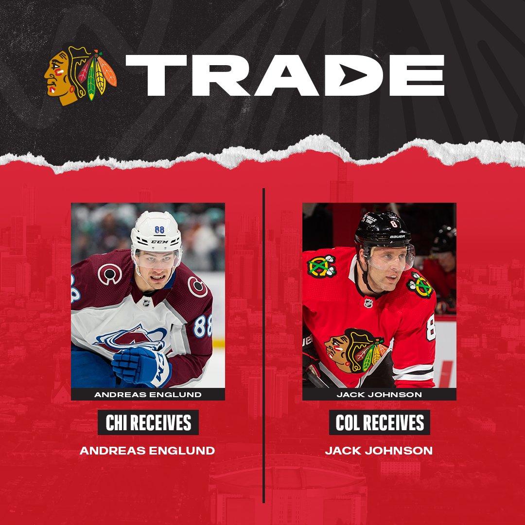 BlackhawksVAVEL's tweet photo. Los @NHLBlackhawks adquieren al defensa Andres Englund desde @Avalanche_VAVEL a cambio del  defensa Jack Johnson
#NHLesp #Blackhawks #NHL https://t.co/G5Wq2mQtaE