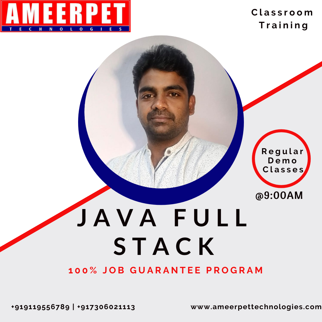 AmeerpetTechno1's tweet image. JAVA FULL STACK | 100% JOB GUARANTEE
.
.
✍️Enroll Now: ameerpettechnologies.com
👉Duration : 4 Months
👉Demo Classes: @ 9:00 AM (IST)
We #ameerpettechnologies help you. we offers #javafullstack #dotnetfullstack #uifullstack #pythonfullstack #clanguageprogramming #datastructures