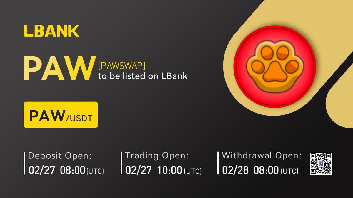 LBank_Exchange's tweet photo. 🎉 New #listing

🌟 $PAW(PAWSWAP) will be listed on LBank！@PawShibarium

Built on the premise of decentralization, $PAW offers a secure, fast and user-friendly experience for trading crypto assets.

❤️ Details: https://t.co/u3Oxqz67UE https://t.co/NfTx3Mut09