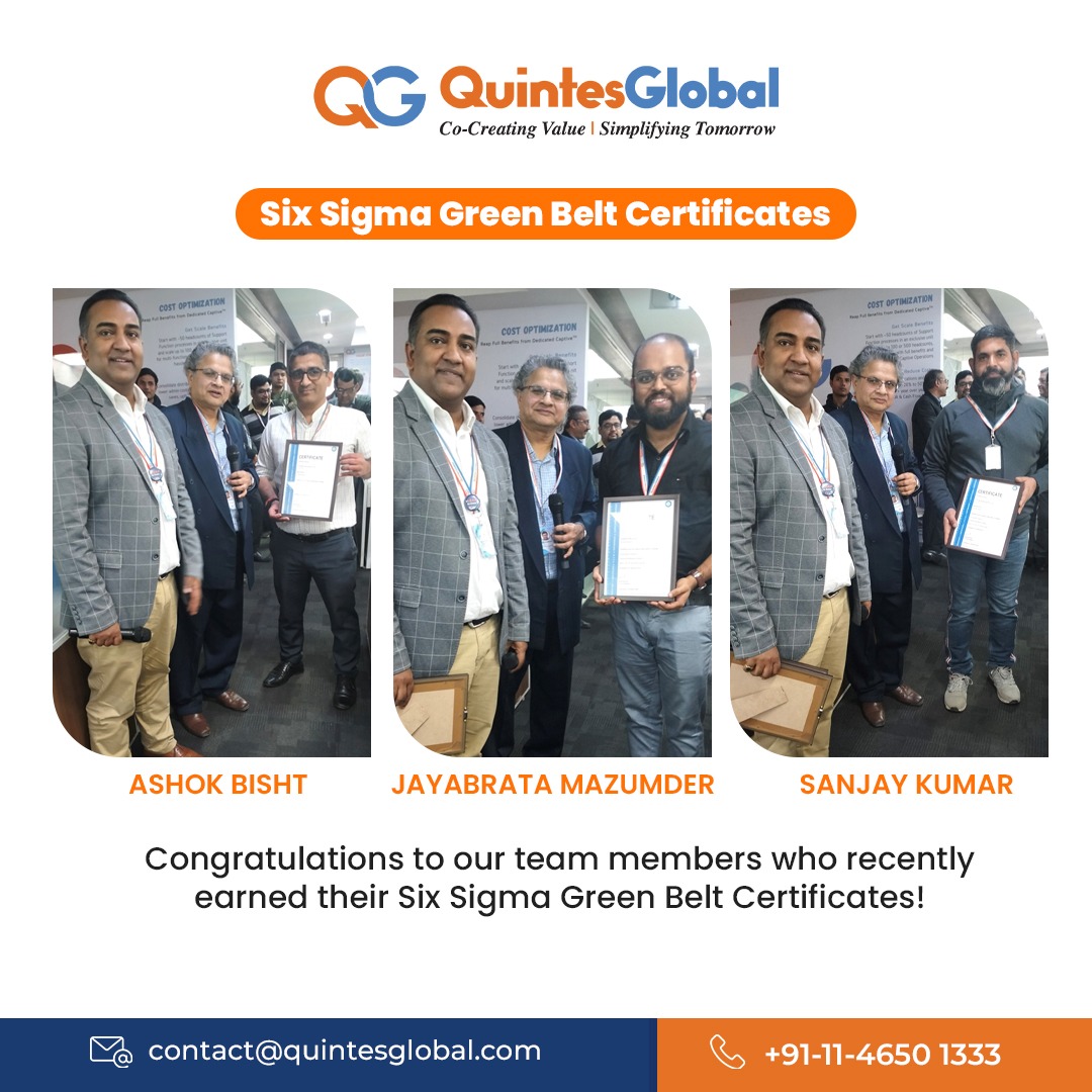quintesglobal's tweet photo. Congratulations to our team members who recently earned their award for Start Performer of the Quarter, Fair Play Award of the Quarter, Best Team of the Quarter, and Six Sigma Green Belt Certificates!

#BusinessImpact #ValueDelivery #CostSave #BestInContext #ProcessOptimization https://t.co/lAv1FzKZGY