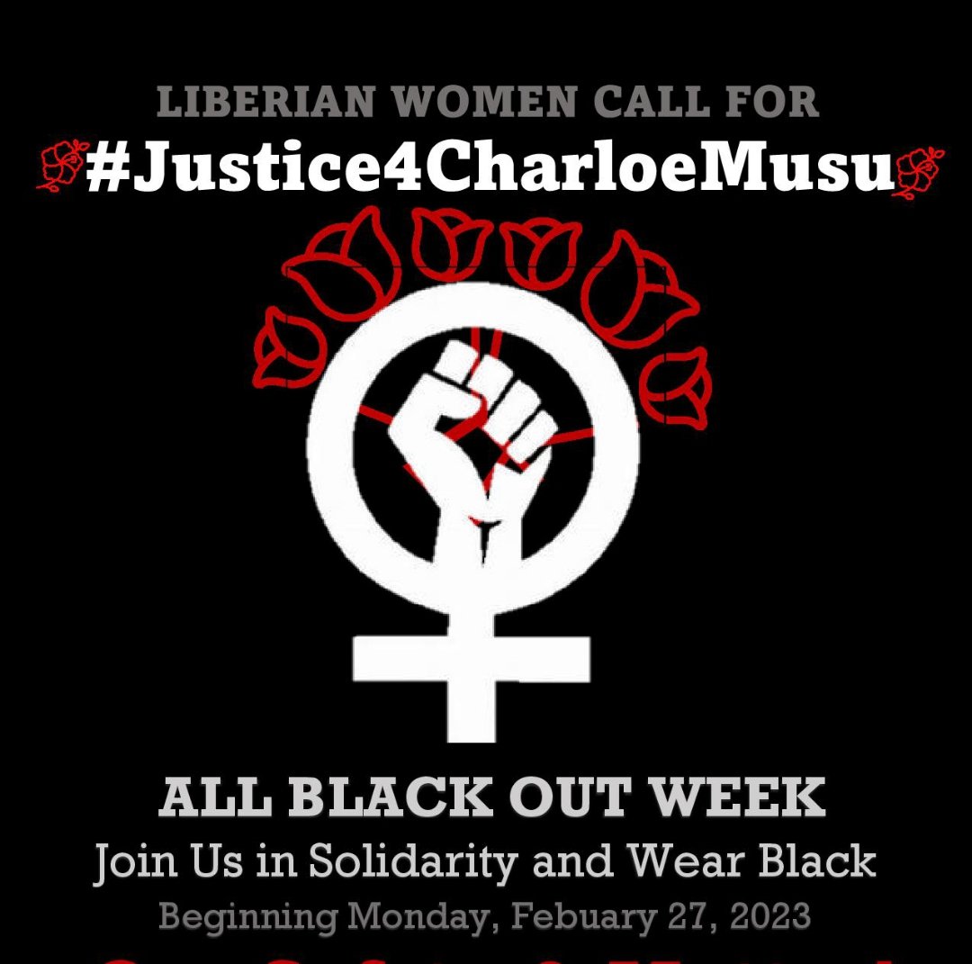 In solidarity and call for #Justice for the young woman Charloe Musu brutality murdered in her home in #Liberia 
Not one of us is safe until everyone is safe. #OurRightToLive #EndImpunity #JusticeForCharloeMusu #WomenPeaceandSecurity