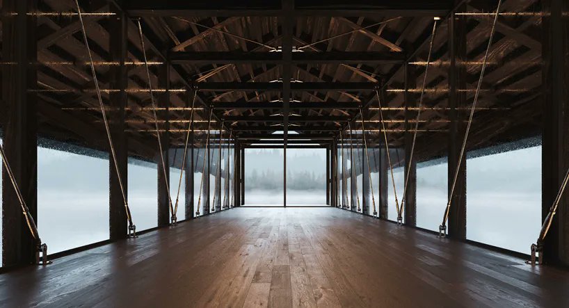 marc thorpe designs a serene upstate pavilion suspended over a crystal lake. designboom.com/architecture/m… <a href="/MThorpeDesign/">Marc Thorpe</a>