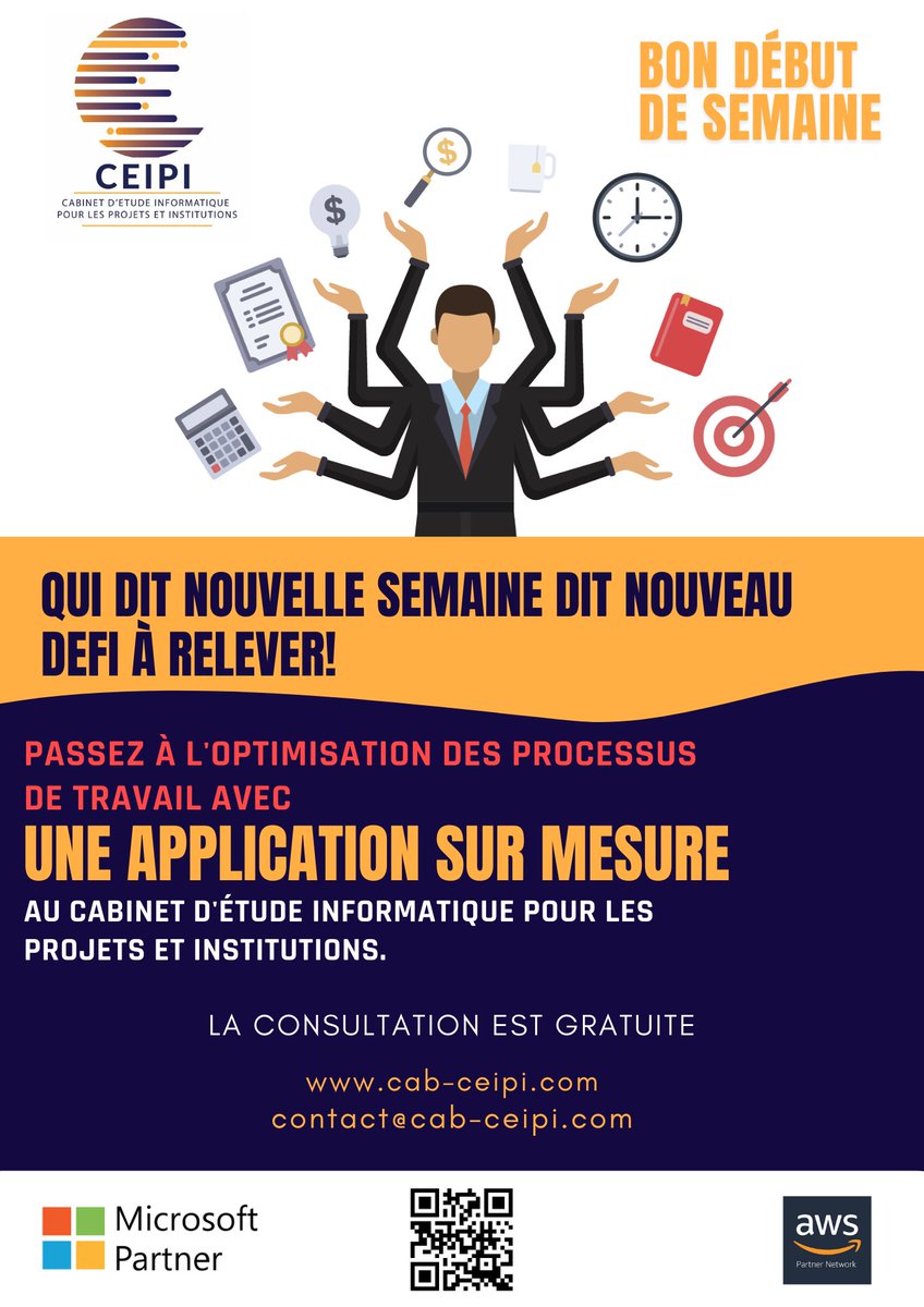 CCeipi's tweet photo. Votre meilleur partenaire dans la résolution numérique vous souhaite un bon début de semaine! 👋🏾
https://t.co/U9iqfqTM37
#cabinetceipi
#codenextafrica https://t.co/3qEk73OJsP