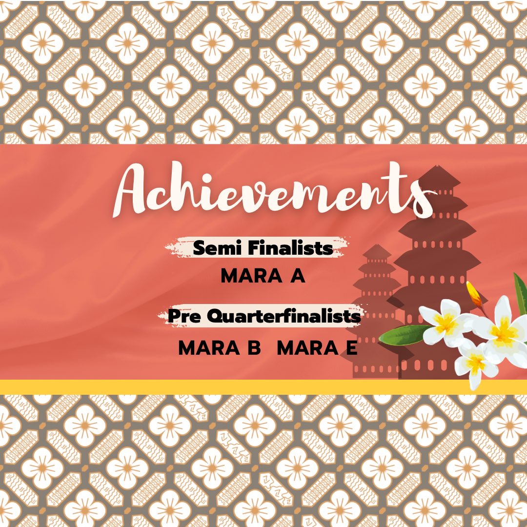 maradebates's tweet photo. Greetings everyone!

UT MARA sent 5 teams to Bali Asian British Parliament 2022 from 9-14 January 2023! 

Syakir and Taqi (MARA A) became Semifinalists, while Haikal and Emma (MARA B) and Ihsan and Aisyah (MARA E) became Quarterfinalists.

Congratulations to these teams ✨🙌🏼 https://t.co/El51D9ALIw