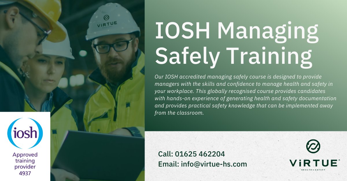 Attention employers! Enhance your workplace health and safety standards and upskill your managers with ViRTUE Health & Safety's IOSH Managing Safely course. 

#healthandsafetytraining #IOSH #managingsafely #upskill #managingsafely #upskill