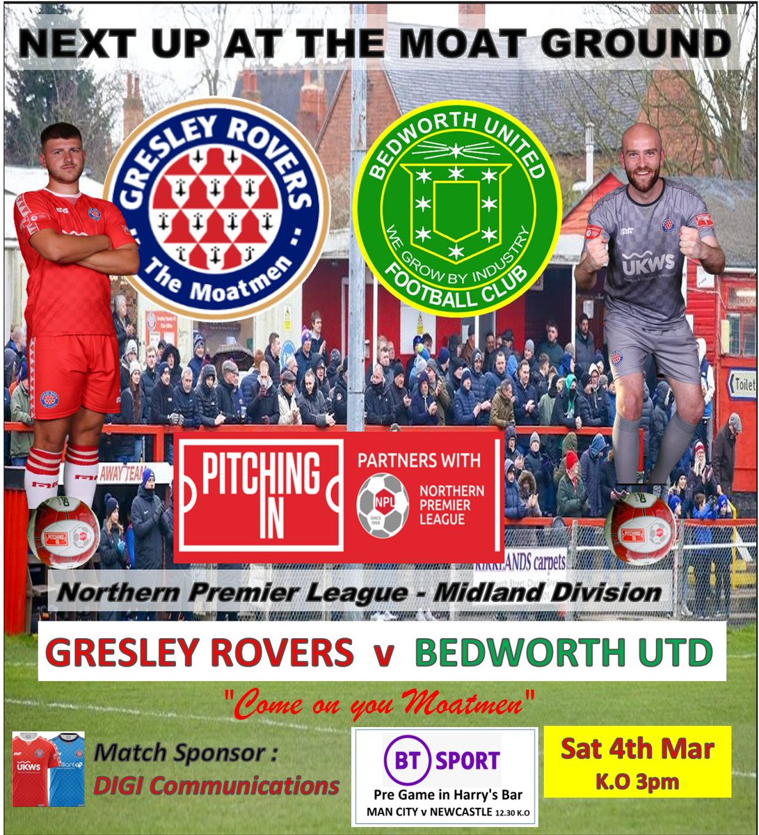 GresleyRovers's tweet photo. Next up, another vital game for @GresleyRovers as we try to keep our distance from those below us and risk of relegation 
The Moat ground has become a fortress recently down to our  AMAZING support. Let get the Moat Ground rocking once more. 👏👏👏 https://t.co/iPZX72fpoV