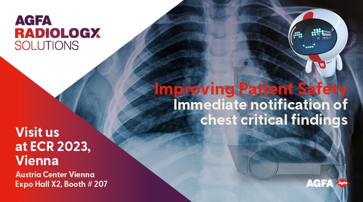 #ECR 2023, Agfa and Lunit demonstrate INSIGHT CXR AI software integrated in the MUSICA® Workstation to speed up critical findings notification protocols. bit.ly/3Su1qTr