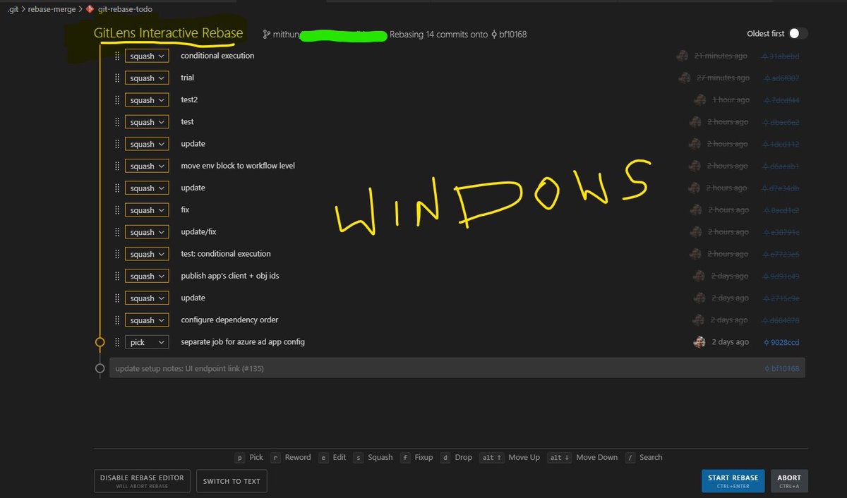 MithunShanbhag's tweet image. How do I get the #GitLens interactive rebase editor to work in WSL/Ubuntu?

I&apos;m using #VSCode with remote WSL extension, the GitLens extension is enabled in both Windows + WSL, with exactly the same settings.

But works only in Windows, not on WSL. 

Help? What am I missing?🤷