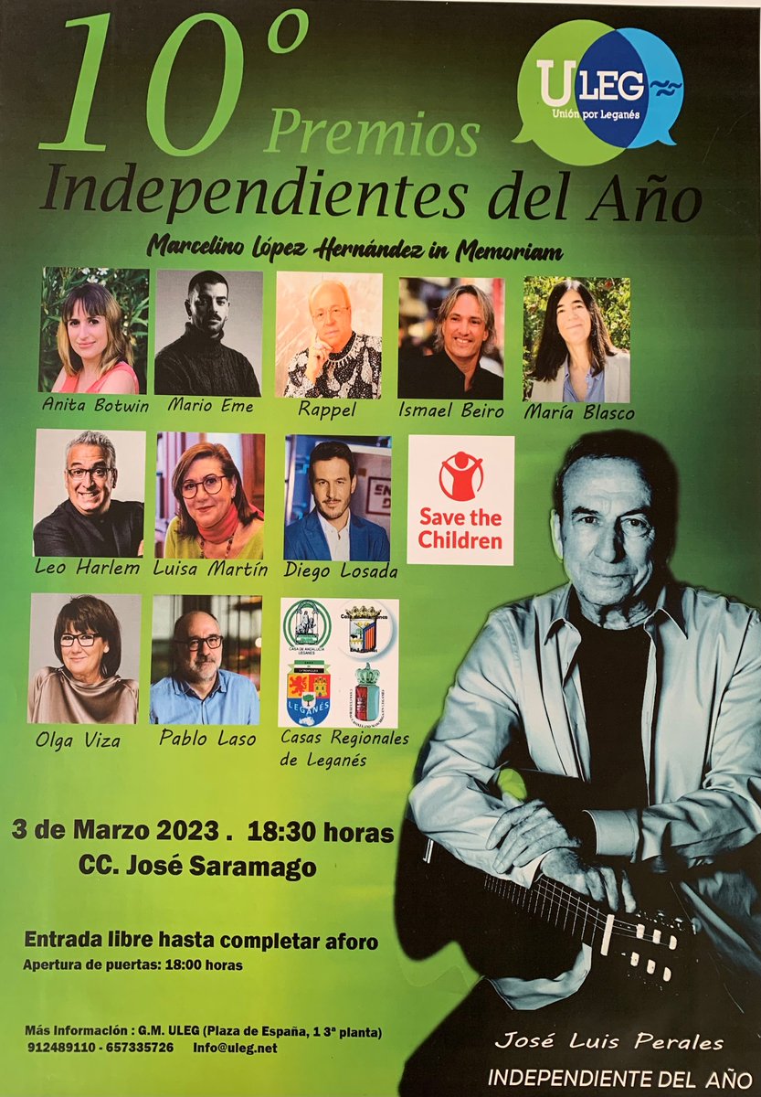 CarlosULEG's tweet photo. Y ULEG ha vuelto a conseguir el milagro. Menudo cartel para orgullo de Leganés en la X Edición de los premios al Independiente. ¡Lo que vamos a lograr desde el gobierno de la ciudad! https://t.co/0QdsnxnK40