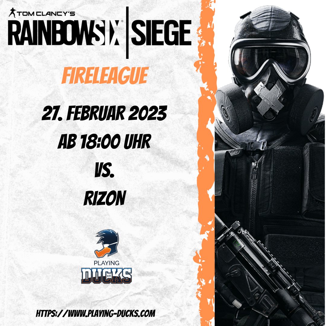 PlayingDucks's tweet image. Pünktlich zum Abendessen ( 18 Uhr ) geht es für unser @RainbowSixDE Team in der @FireLeagueDE gegen das Team von @RIZONDOTGG . Leider stehen wir momentan auf dem letzten Platz der Tabelle, was das Team aber heute ändern will! Viel Erfolg 👍 📺unter playing-ducks.com/rainbow/