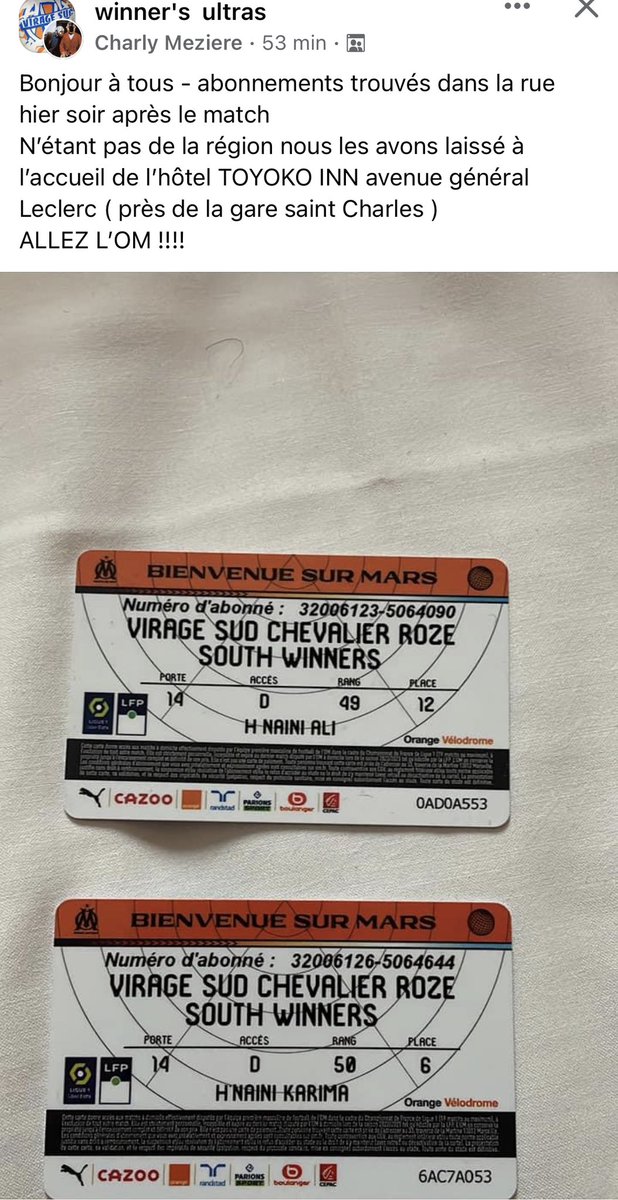 Yo' (@kdk_yo) on Twitter photo Vu sur Facebook. Abonnements trouvés virage sud. Si vous les connaissez faites passer le message #OMPSG <a href="/biloEntraide/">OM BILLETS 🎟️</a> Vu sur Facebook. Abonnements trouvés virage sud. Si vous les connaissez faites passer le message #OMPSG <a href="/biloEntraide/">OM BILLETS 🎟️</a>